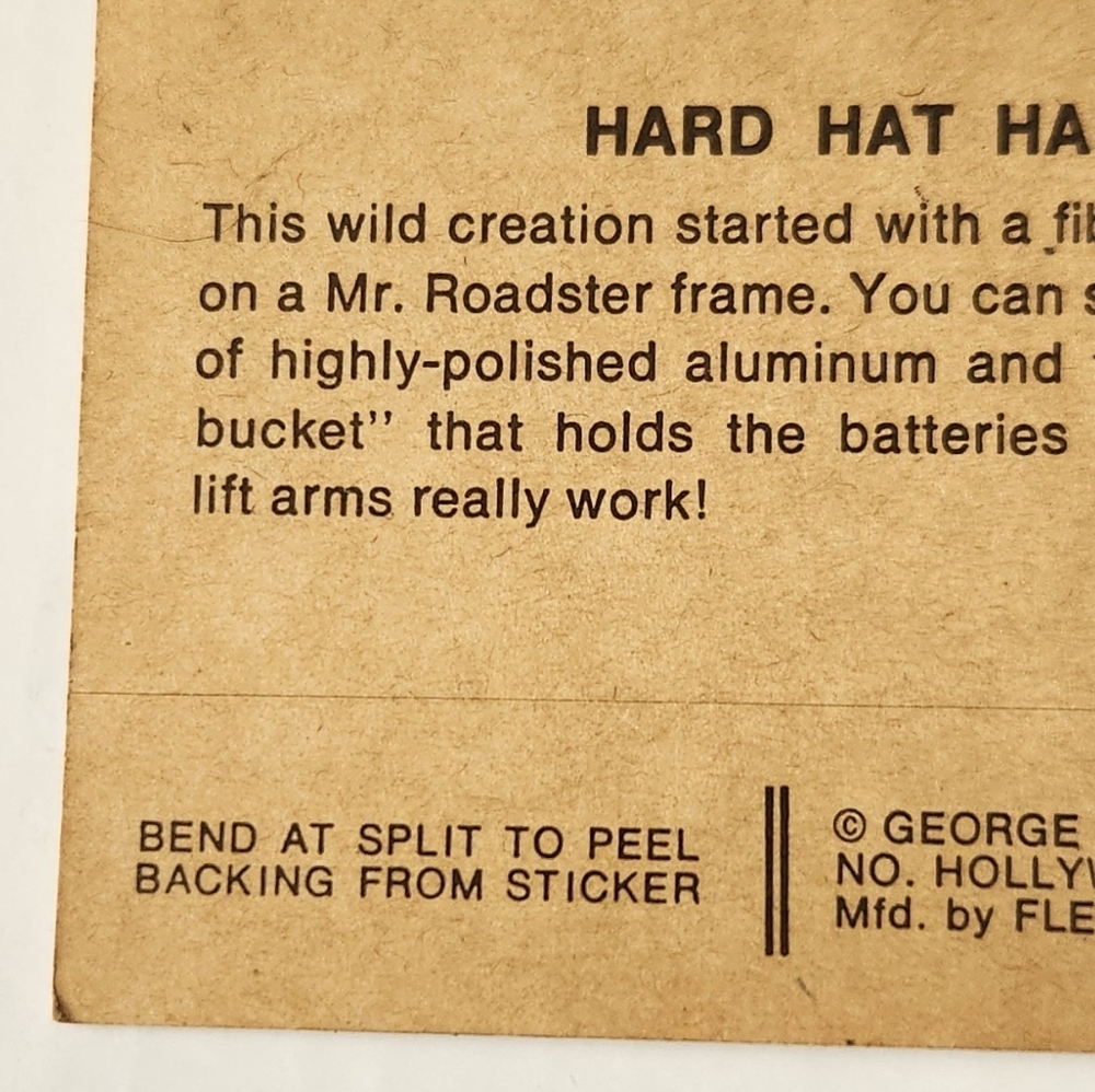 1974 Fleer Kustom Cars Sticker Card  - George Barris "Hard Hat Hauler" Vintage - Picture 4 of 10